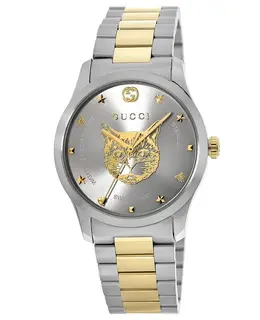 Gucci G-Timeless Silver Dial Two-Tone Stainless Steel Women's Watch ya1264074