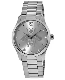 Gucci G-Timeless 38mm Silver Bee Dial Steel Women's Watch ya1264126