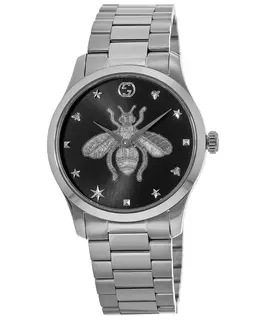 Gucci G-Timeless Black Bee Dial 36mm Steel Men's Watch ya1264136