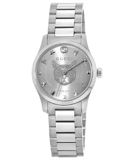 Gucci G-Timeless Silver Dial Stainless Steel Women's Watch ya126595