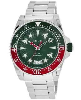 Gucci Dive 45mm Green Dial Steel Men's Watch ya136222