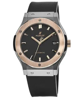 Hublot Classic Fusion Automatic Black Dial 18kt Gold & Titanium Case Rubber Strap Men's Watch 511.no.1181.rx