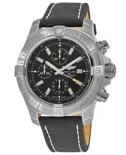 Breitling Avenger Chronograph 45 Black Dial Leather Strap Men's Watch a13317101b1x2