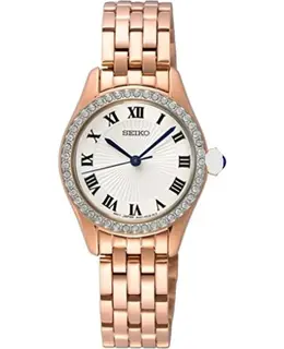 Seiko Analogue Silver Dial Rose Gold Steel Women's Watch sur338p1