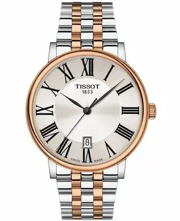 Tissot T-Classic Carson Silver Dial Stainless Steel and Rose Gold Men's Watch t122.410.22.033.00