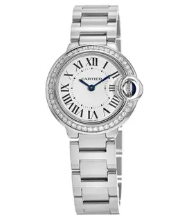 Cartier Ballon Bleu 28mm Steel and Diamonds Women's Watch w4bb0015
