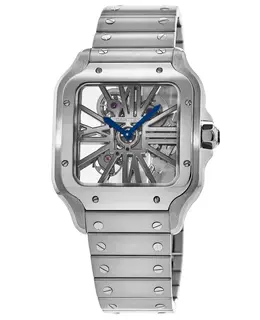 Cartier Santos De Cartier Skeleton Dial Stainless Steel Men's Watch whsa0015