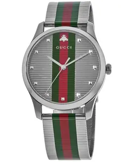 Gucci G-Timeless Silver Mesh Dial Silver Mesh Strap Men's Watch ya126284