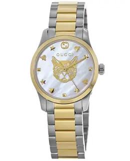 Gucci G-Timeless Mystic Cat Dial Two Tone Women's Watch ya1265012