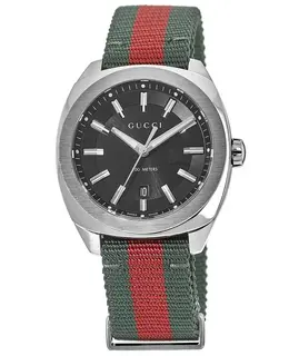 Gucci GG2570 41 Black Dial Green/Red Nylon Strap Men's Watch ya142305
