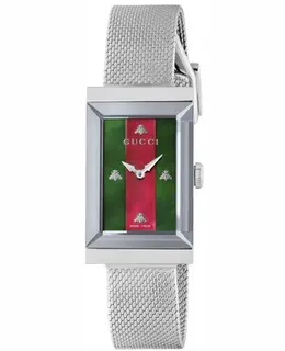 Gucci G-Frame Red and Green Dial Stainless Steel Women's Watch ya147401