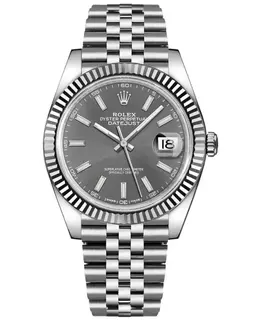 Rolex Datejust 41 Steel & White Gold Fluted Bezel Slate Dial Jubilee Men's Watch m126334-0014