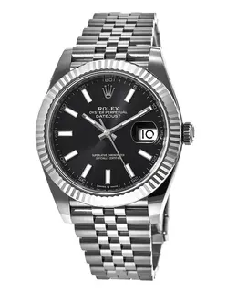 Rolex Datejust 41 Steel & White Gold Black Index Jubilee Band Men's Watch m126334-0018