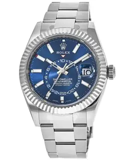 Rolex Sky-Dweller Blue Dial Gold Bezel Steel Band Men's Watch m326934-0003