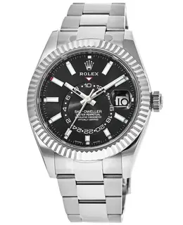 Rolex Sky-Dweller Black Dial Gold Bezel Steel Band Men's Watch m326934-0005