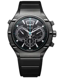 Piaget Polo Black Dial Rubber Strap Men's Watch g0a37504