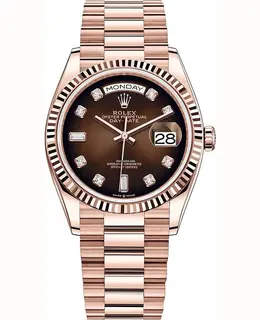 Rolex Day-Date Rose Gold Chocolate Diamond Dial President Bracelet Women's Watch m128235-0037