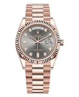 Rolex Day-Date Rose Gold Slate Diamond Dial President Bracelet Women's Watch m128235-0050