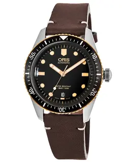 Oris Divers Sixty-Five Black Dial Dark Brown Leather Strap Men's Watch 01 733 7707 4354-07 5 20 55
