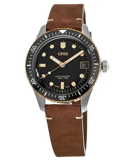 Oris Divers Sixty-Five Black Dial Brown Leather Strap Men's Watch 01 733 7720 4354-07 5 21 45