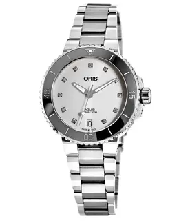 Oris Aquis Date Diamonds Stainless Steel Women's Watch 01 733 7731 4191-07 8 18 05p