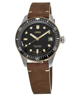 Oris Divers Sixty-Five Black Dial Automatic Leather Strap Men's Watch 01 733 7747 4354-07 5 17 45