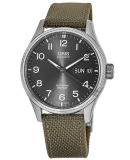 Oris Big Crown ProPilot Big Day Date Grey Dial Green Fabric Strap Men's Watch 01 752 7760 4063-07 3 22 02lc