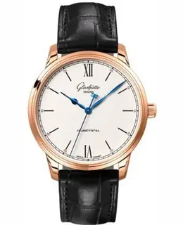 Glashuette Original Senator Excellence Silver Dial Black Leather Strap Men's Watch 1-36-01-02-05-01