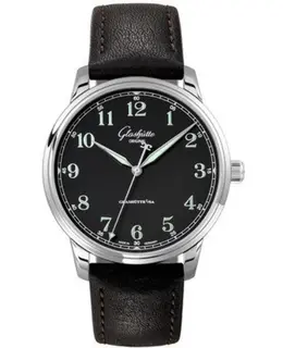 Glashuette Original Senator Excellence Black Dial Black Leather Strap Men's Watch 1-36-01-03-02-01