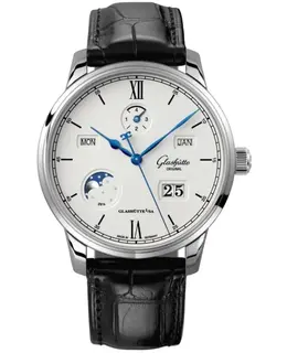Glashuette Original Senator Excellence Perpetual Calendar Silver Dial Leather Strap Men's Watch 1-36-02-01-02-61