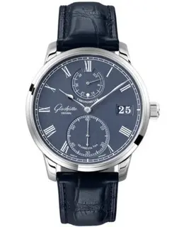 Glashuette Original Senator Chronometer Blue Dial Blue Leather Strap Men's Watch 1-58-01-05-34-30