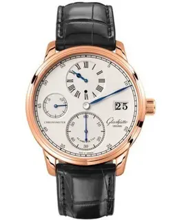 Glashuette Original Senator Chronometer Regulator Silver Dial Black Leather Strap Men's Watch 1-58-04-04-05-04