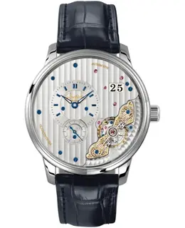 Glashuette Original Art & Technik PanoMaticInverse Silver Dial Leather Strap Men's Watch 1-91-02-02-02-61