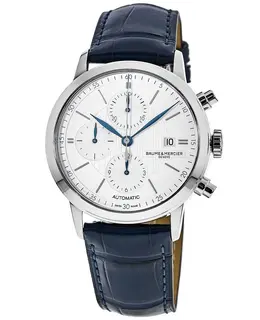 Baume & Mercier Classima Automatic Silver Chronograph Dial Leather Strap Men's Watch 10330