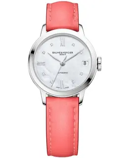 Baume & Mercier Classima Automatic Mother of Pearl Diamond Dial Leather Strap Women's Watch 10564