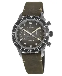 Zenith Pilot Cronometro Tipo CP-2 Flyback Grey Dial Green Leather Strap Men's Watch 11.2240.405/21.c773