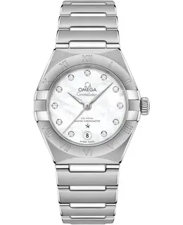 Omega Constellation Manhattan Chronometer 29mm Mother of Pearl Dial Diamond Stainless Steel Women's Watch 131.10.29.20.55.001