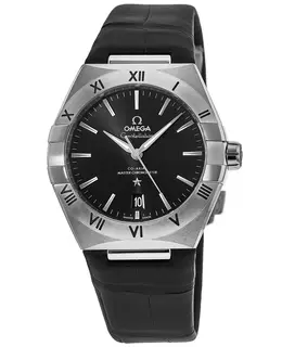 Omega Constellation Co-Axial Master Chronometer Black Dial Black Leather Strap Men's Watch 131.13.39.20.01.001