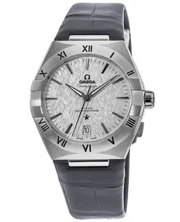 Omega Constellation Co-Axial Master Chronometer Grey Dial Grey Leather Strap Men's Watch 131.13.39.20.06.001