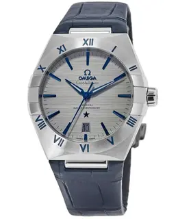 Omega Constellation Co-Axial Master Chronometer Grey Dial Blue Leather Strap Men's Watch 131.13.39.20.06.002
