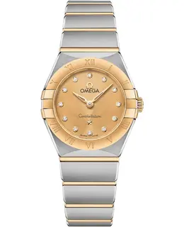 Omega Constellation Manhattan Quartz 25mm Champagne Dial Diamond Yellow Gold and Stainless Steel Women's Watch 131.20.25.60.58.001