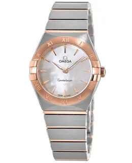 Omega Constellation Manhattan Quartz 28mm Mother of Pearl Dial Rose Gold and Stainless Steel Women's Watch 131.20.28.60.05.001