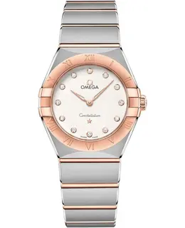 Omega Constellation Manhattan Quartz 28mm Silver Dial Diamond Rose Gold and Stainless Steel Women's Watch 131.20.28.60.52.001