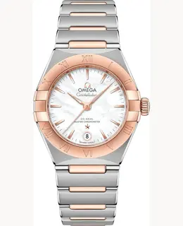 Omega Constellation Manhattan Chronometer 29mm Mother of Pearl Dial Rose Gold and Stainless Steel Women's Watch 131.20.29.20.05.001 131.20.29.20.05.00