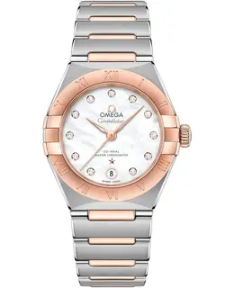 Omega Constellation Manhattan Chronometer 29mm Mother of Pearl Dial Diamond Rose Gold and Stainless Steel Women's Watch 131.20.29.20.55.001 131.20.29.