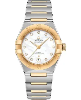 Omega Constellation Manhattan Chronometer 29mm Mother of Pearl Dial Diamond Yellow Gold and Stainless Steel Women's Watch 131.20.29.20.55.002 131.20.2
