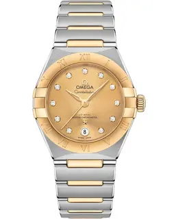 Omega Constellation Manhattan Chronometer 29mm Champagne Dial Diamond Yellow Gold and Stainless Steel Women's Watch 131.20.29.20.58.001 131.20.29.20.5