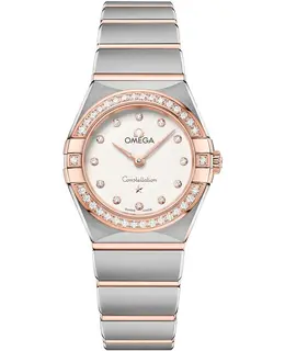 Omega Constellation Manhattan Quartz 25mm Silver Dial Diamond Rose Gold and Stainless Steel Women's Watch 131.25.25.60.52.001