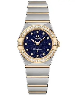 Omega Constellation Manhattan Quartz 25mm Blue Dial Diamond Yellow Gold and Stainless Steel Women's Watch 131.25.25.60.53.001