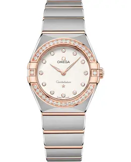 Omega Constellation Manhattan Quartz 28mm Silver Dial Diamond Rose Gold and Stainless Steel Women's Watch 131.25.28.60.52.001